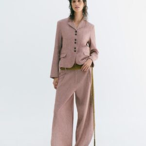ZW COLLECTION LINEN BLEND TROUSERS WITH SIDE SLITS
