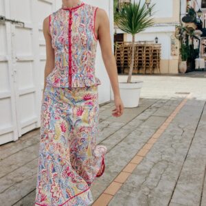 PRINTED CUTWORK EMBROIDERY MIDI SKIRT