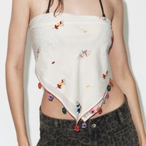 CROCHET BEADED FLORAL SCARF