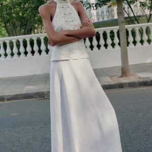 CONTRAST EMBROIDERY DRESS