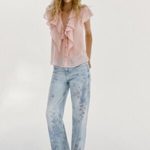 RUFFLED BLOUSE WITH TIE