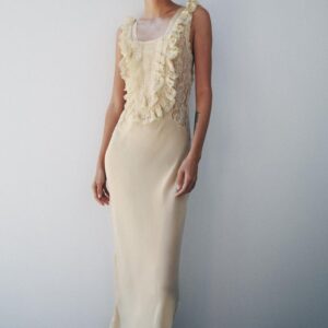 LONG DRAPED LACE DRESS