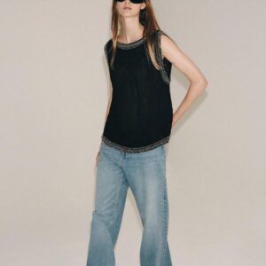 ZW COLLECTION JACQUARD BEADED TOP