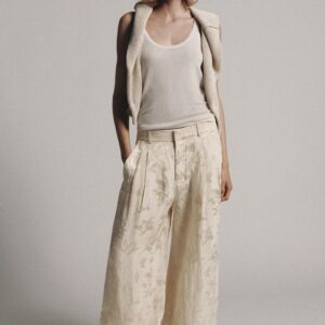 ZW COLLECTION JACQUARD LINEN BLEND TROUSERS