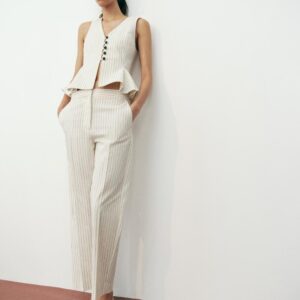 STRIPED PEPLUM WAISTCOAT