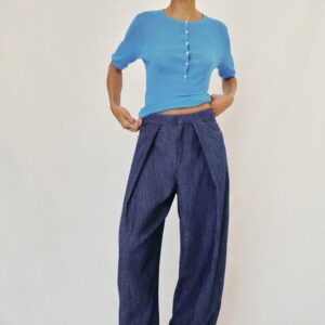 LINEN BLEND PLEATED TROUSERS