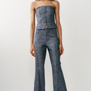 MINI FLARE LINEN BLEND TROUSERS
