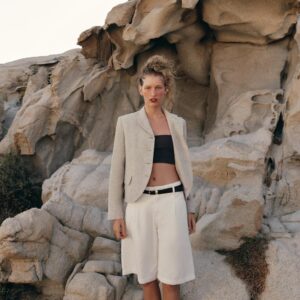 STRAIGHT DARTED LINEN BLEND BLAZER