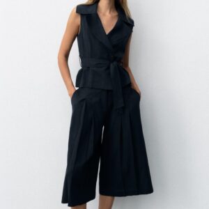 LONG LINEN BLEND BERMUDA SHORTS