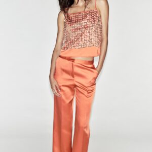 SATIN STRAIGHT-LEG TROUSERS