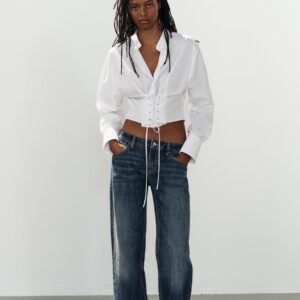 POPLIN CORSET STRAP SHIRT