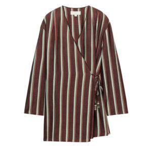 STRIPED WRAP JACKET - BROWN STRIPES