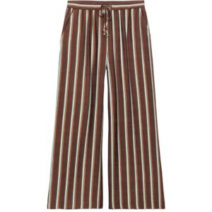 STRIPED WIDE-LEG TROUSERS - BROWN STRIPES