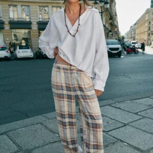CHECKED SAROUEL TROUSERS WITH BOWS