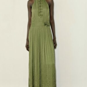 MAXI HALTER DRESS WITH FROG FASTENING
