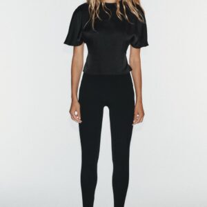 SATIN TOP WITH SHOULDER PADS AND STRAPS