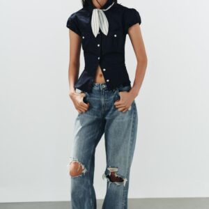 TAILORED SHIRT WITH POCKETS AND SCARF