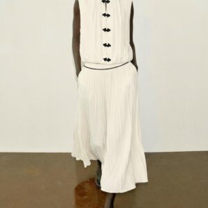 SATIN MIDI SKIRT WITH CONTRAST PIPING