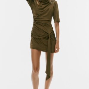 GATHERED SASH MINI DRESS
