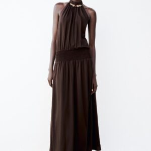 BEADED HALTER DRESS