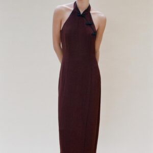 HALTER DRESS WITH FROG FASTENING