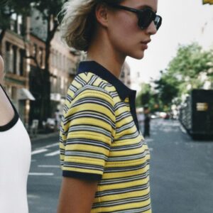 STRIPED KNIT POLO SHIRT