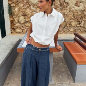 LONG BERMUDA SHORTS WITH CONTRAST PIPING