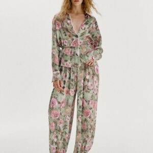 FLORAL PRINT SHIRT WITH SLIM BELT