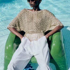 METALLIC THREAD KNIT TOP WITH BELT