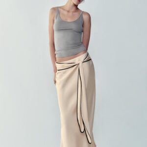 SATIN MIDI KNOT SKIRT