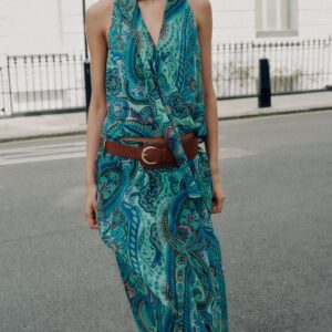 PRINTED BELTED SKIRT