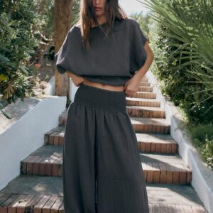 OVERSIZE CAPE SHIRT WITH ADJUSTABLE HEM - ANTHRACITE GREY