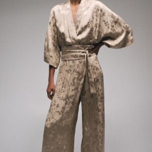 JACQUARD KIMONO JUMPSUIT WITH BELT