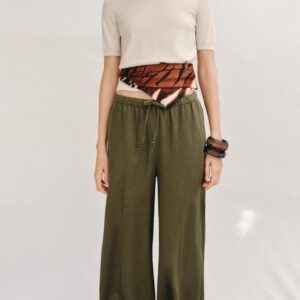 STRAIGHT LINEN BLEND TROUSERS