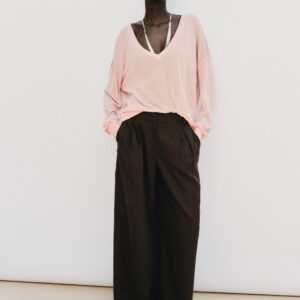 LINEN BLEND WIDE-LEG TROUSERS