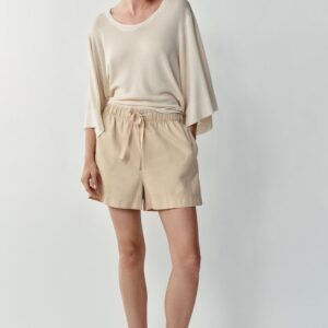 100% COTTON BERMUDA SHORTS WITH ELASTIC WAIST