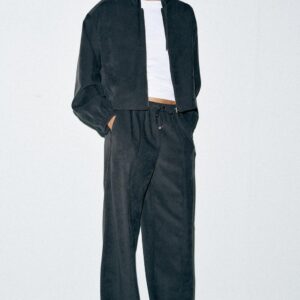 WIDE-LEG TROUSERS WITH ELASTIC WAIST - ANTHRACITE GREY