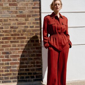 SHOULDER PAD SAFARI JACKET - REDDISH