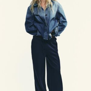 BASIC STRAIGHT-LEG PLUSH TROUSERS WITH ADJUSTABLE HEM