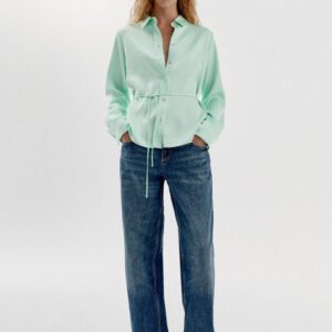 SATIN SHIRT WITH TIE-BACK DETAIL