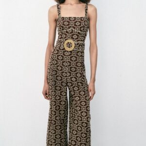 CUTWORK EMBROIDERY JUMPSUIT WITH BELT
