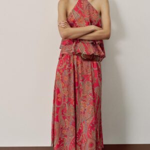 PRINTED BELTED SKIRT
