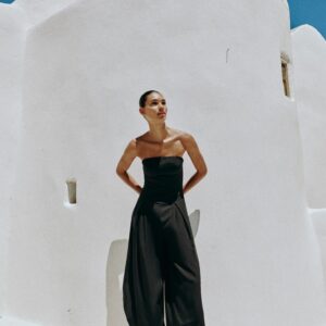 STRAIGHT NECKLINE MIDI JUMPSUIT