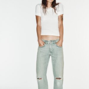 TRF RIPPED CROPPED JEANS