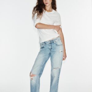 TRF RIPPED LOW-RISE WIDE-LEG JEANS
