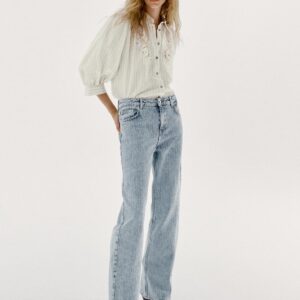STRIPED SHIRT WITH CUTWORK EMBROIDERY