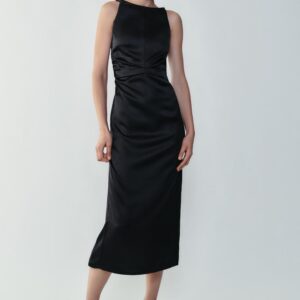 DRAPED SATIN DRESS