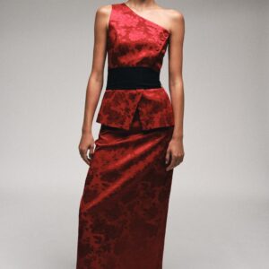 FLORAL JACQUARD MIDI SKIRT
