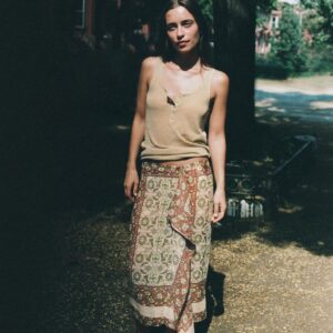 PRINTED RAMIE PAREO SKIRT