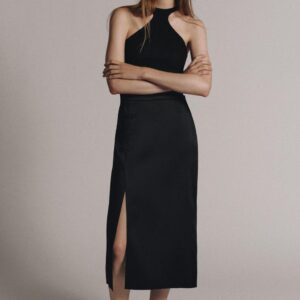 ZW COLLECTION SATIN SKIRT WITH FROG FASTENING